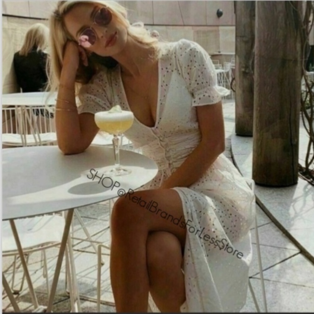 ZARA Embroidered Anglaise Eyelet Maxi Midi Dress